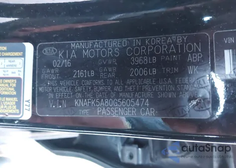 2016 Kia Forte Lx z USA, uszkodzony, nr VIN KNAFK5A80G5605474
